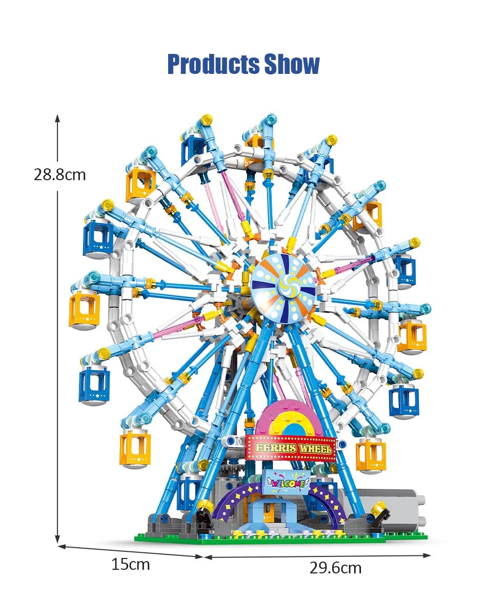 MOC Technical Rotating Ferris Wheel Building Blocks and Electric Bricks - Image 4
